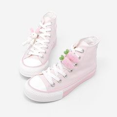 Kawaii Pink Rabbit And Carrot Canvas Shoes
