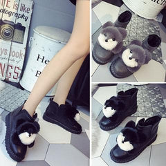 Black/Green/Grey Fluffy Rabbit Ears Sneakers