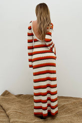 Calista Weaved Zigzag Backless Maxi Knit Dress-Sunfere