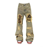 Distressed-Jeans im Camouflage-Patchwork-Look