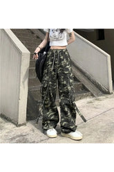 Camouflage-Hose mit hoher Taille und Kordelzug