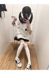 Patchwork-T-Shirts mit Cartoon-Print