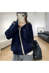 Herbstlicher Kaschmir-Cardigan mit Reißverschluss und Stehkragen