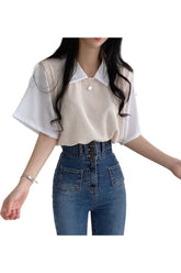 Lässiges Polo-Zweiteiler-T-Shirt