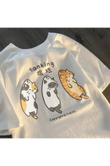 Cat Design Cotton T-shirt