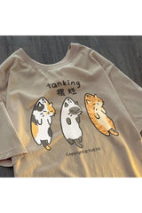 Cat Design Cotton T-shirt
