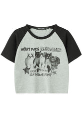 Crop Top im Y2k-Stil mit Katzenprint