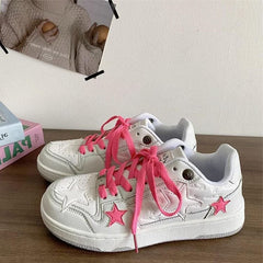 Pink Star Sneakers in White