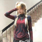 Mesh-Oberteil mit Chaos-Flammen-Grafik