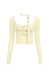 Schickes Langarm-Top mit Choker-Detail