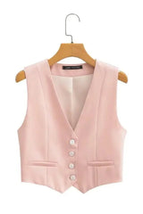 Gilet blanc chic à col en V