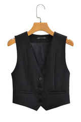 Gilet blanc chic à col en V