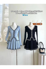 Classic Button-Up Pleated Skirt Set