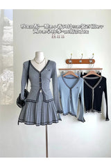 Classic Button-Up Pleated Skirt Set