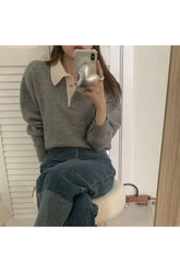 Klassischer Polopullover aus Strick mit Kragen