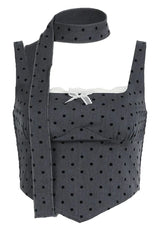 Haut en dentelle à nœud contrasté