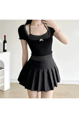 Contrast Fake Two-Piece Top