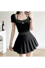 Contrast Fake Two-Piece Top