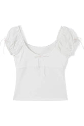 Coquette Cap Sleeve Lace Trim Top
