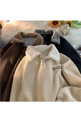Corduroy Polo Collar Pullover