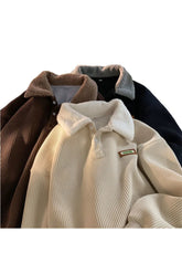 Corduroy Polo Collar Pullover