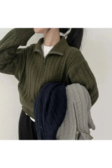 Pull d'automne confortable en maille torsadée à quart de zip