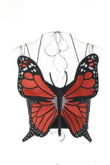 Crop top avec superposition de papillons