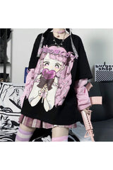 Cute Anime Print Long-Sleeved T-Shirt