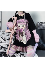 Cute Anime Print Long-Sleeved T-Shirt