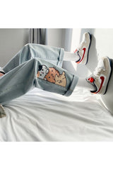 Herbst Süße Kawaii Katzen Jeans