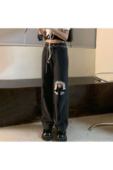 Herbstliche süße Spitzenjeans