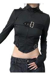 Fall Cyber Gothic Crop Hoodie