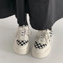 Harajuku Black and White Grid Sneakers FY013