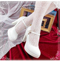 Gothic Lolita Style Black/White High Heels Shoes