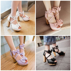 4 Colors Sweet Lolita Princess Bow Shoes S12777