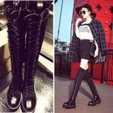 Black Gothic Laced Zipper High Boots