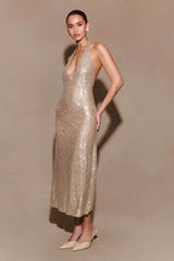 Beverly Diamond Halter Neck Midi Dress
