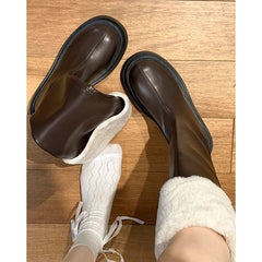 Fluffy Trim Platform Chunky Heel Tall Boots