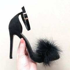 5 Colors Elegant Fur High Heel Sandals