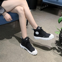 4 Colors Preppy Style Laced Canvas Boots