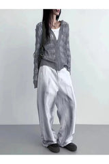 Sweat à capuche gris en tricot effet vieilli pour l'automne