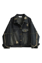 Herbstliche Distressed Midnight Denim Jacke