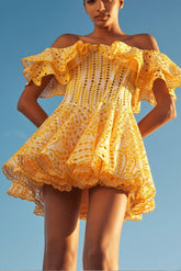 Dolly Embroidered Lace Ruffle Bodice Flare Mini Dress-Sunfere