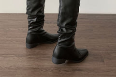 Faux Leather Pointed Tall Boots
