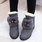 Black/Grey Winter Star Short Snow Boots