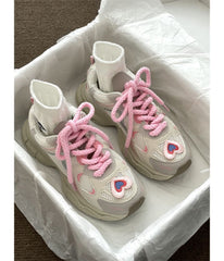 Heart Applique Platform Sneakers