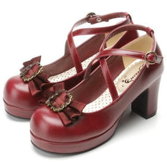4 colors Lolita Princess Bow Shoes