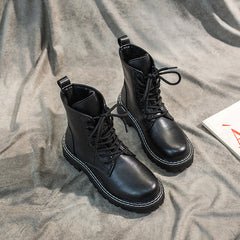 Yellow/Black/Beige Leather Lace-Up Punk Martin Boots BE506