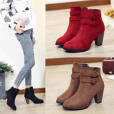Black/Brown/Red Elegants Velvet High Heels Boots