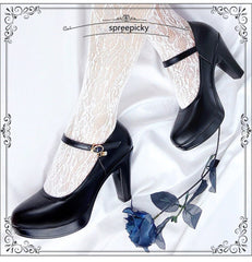 Gothic Lolita Style Black/White High Heels Shoes